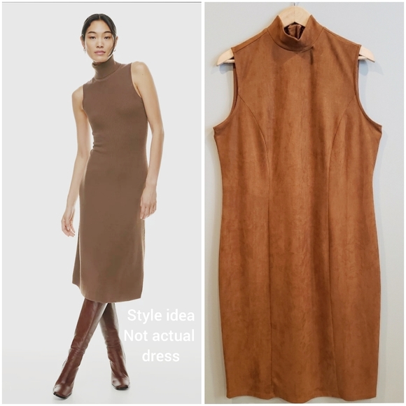 Michel Studio Dresses & Skirts - Michel Studio Faux Suede Sheath Dress Mock Neck Size 0X